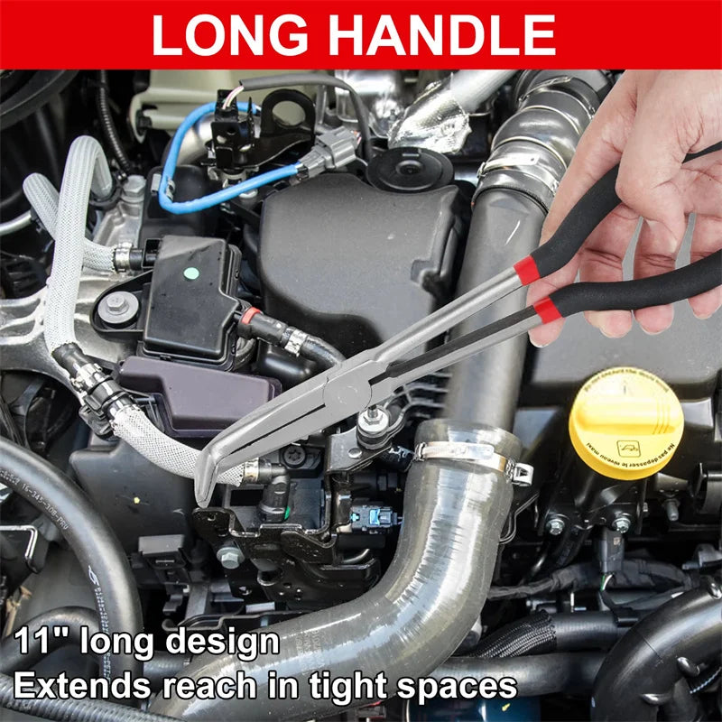 1pc 11-inch High Quality Long Nose Pliers with Curved and Straight Tips - Ideal for Industrial, DIY Applications and Car Repair