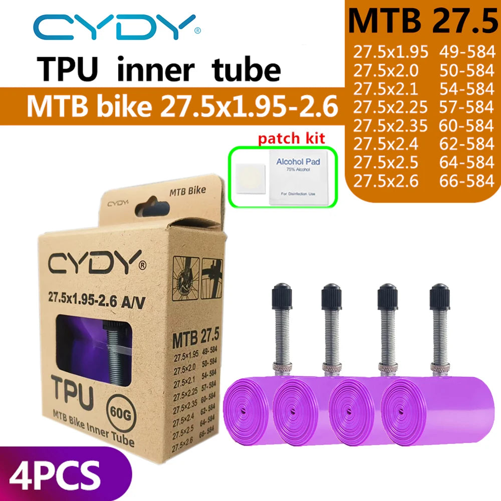 CYDY TPU MTB Bike Inner Tube Camera 29 26 27.5 29x1.95-2.6 Inch Mountain Bicycle Tire Schrader Valve AV pneu 29er Cycling Tube