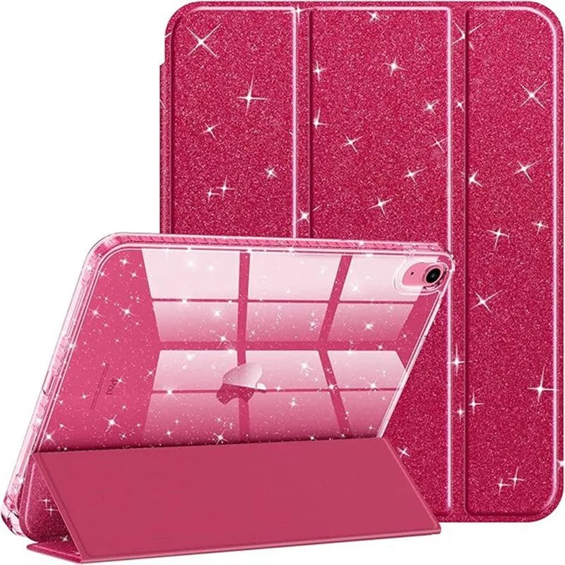 For iPad A16 A19 12th 11th 10th Case with Pencil Holder Glittering Sparkly Cover for iPad 10.2 10.5 Air 4 5 Air 11 M2 M3 M410.9