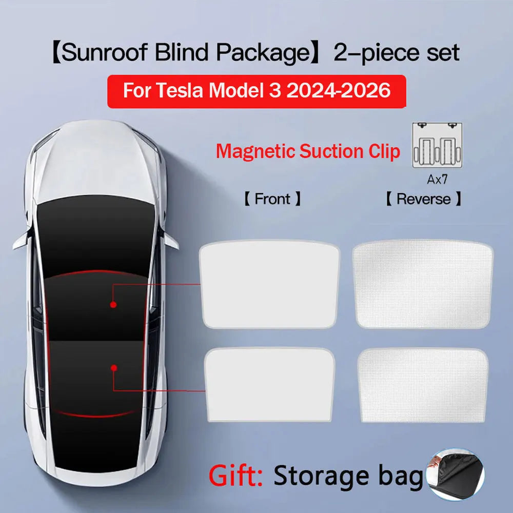 2026 For Tesla Model Y Juniper Sunshade Magnetic Suction Clip Sunroof honeycomb Sunshades Model 3 Highland Skylight Accessory