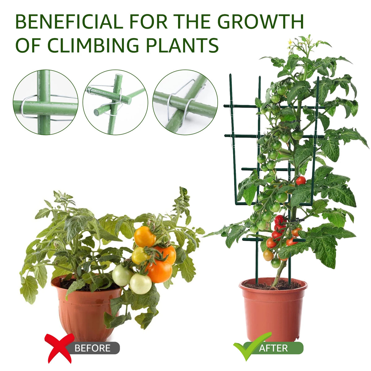 50Pcs Plant Trellis Connecting Buckles Pipe Support Fixing Clip Steely Plant Vine Climbing Pole Cages Connector Garden Vegetable