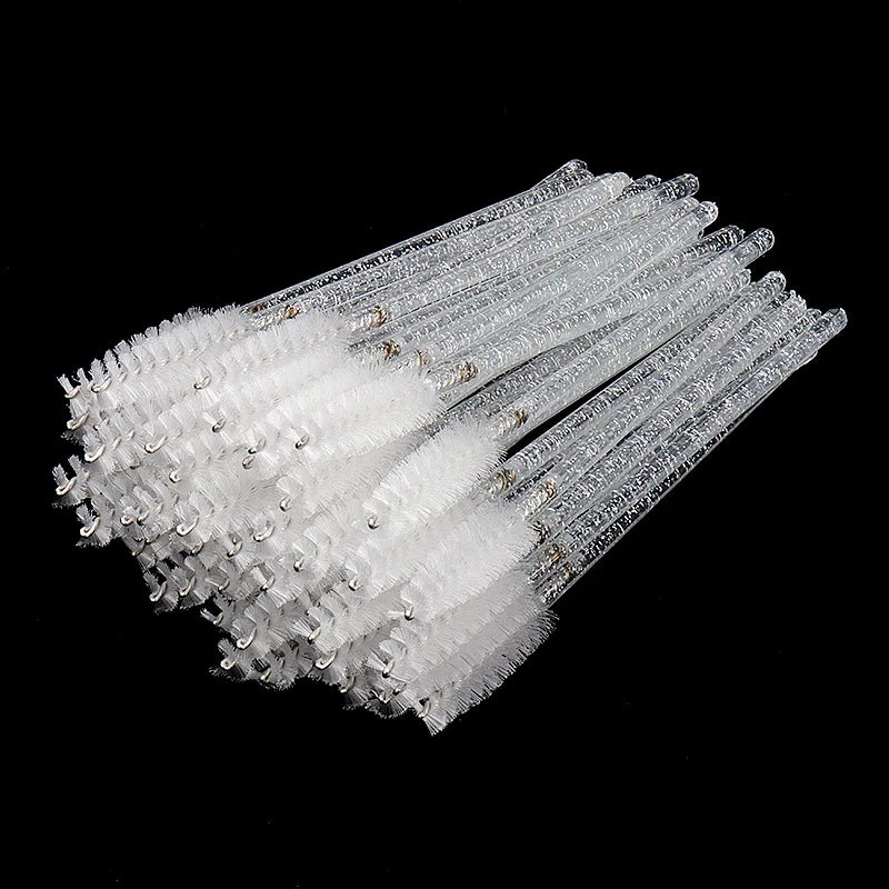 1000pcs Disposable Eyelash Spoolie Mascara Wands, Crystal Handle, Mixed Colors