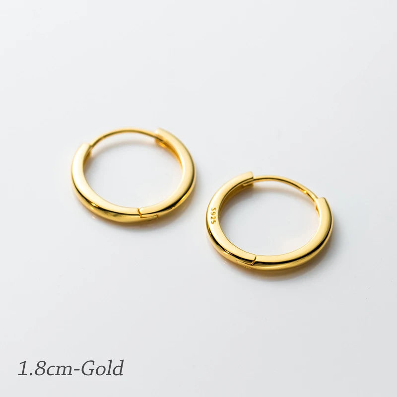 MODIAN 925 Sterling Silver Hoop Earrings, Platinum Plated, Gold/Silver, 10-18mm