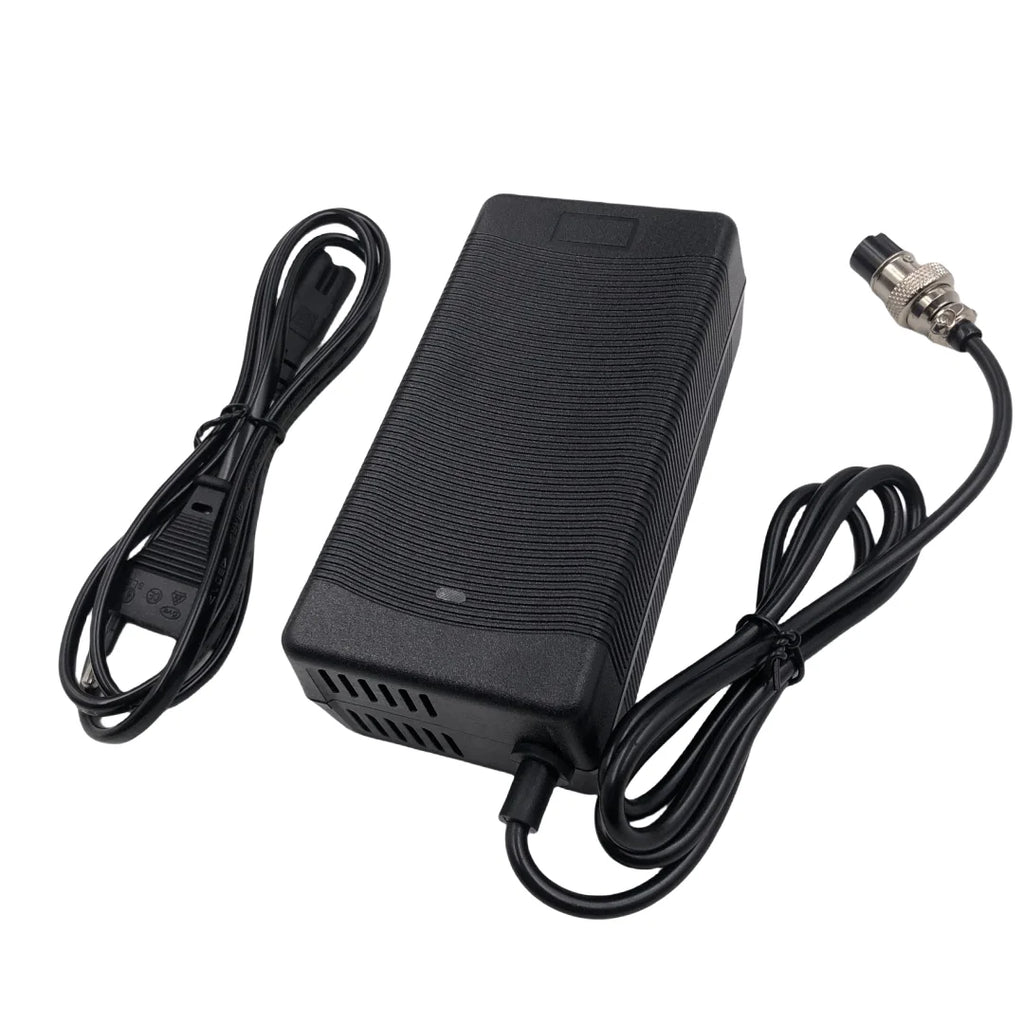 58.8V 2A Charger with GX16-3 Pin DC5.5 XLR Plug, Power Adapter for 52V Li-ion Battery Input 100-240V