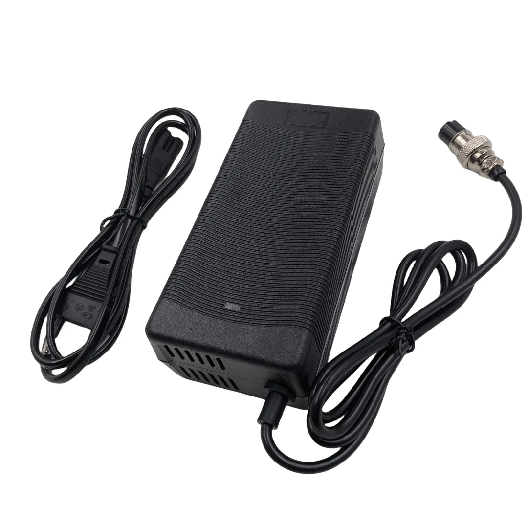 58.8V 2A Charger with GX16-3 Pin DC5.5 XLR Plug, Power Adapter for 52V Li-ion Battery Input 100-240V