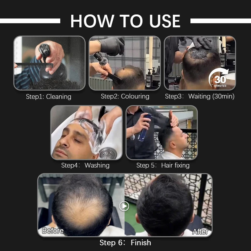 GINZO Hair Concealer for Men Waterproof Black Brown Baldness Corrector Cream Thinning Hair Fillup Scalp Dye Beauty Health 40ML