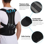 Back Brace Posture Corrector Shoulder Support Adjustable Full Back, Black, Sizes S-3XL
