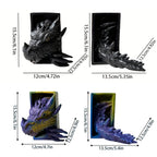 2Pc Dragon-Shaped Bookend Decorations, Fantasy Decor, Home Decor Ornaments, Bookshelf Bookend Decorations, Dragon-Shaped Decorations Appear on the Bookshelf.