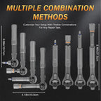 Galacok 40 in 1 Magnetic Ratchet Screwdriver Set, Multi-functional Wrench Set with 180° Adjustable Handle S2 Bits and Socket Set