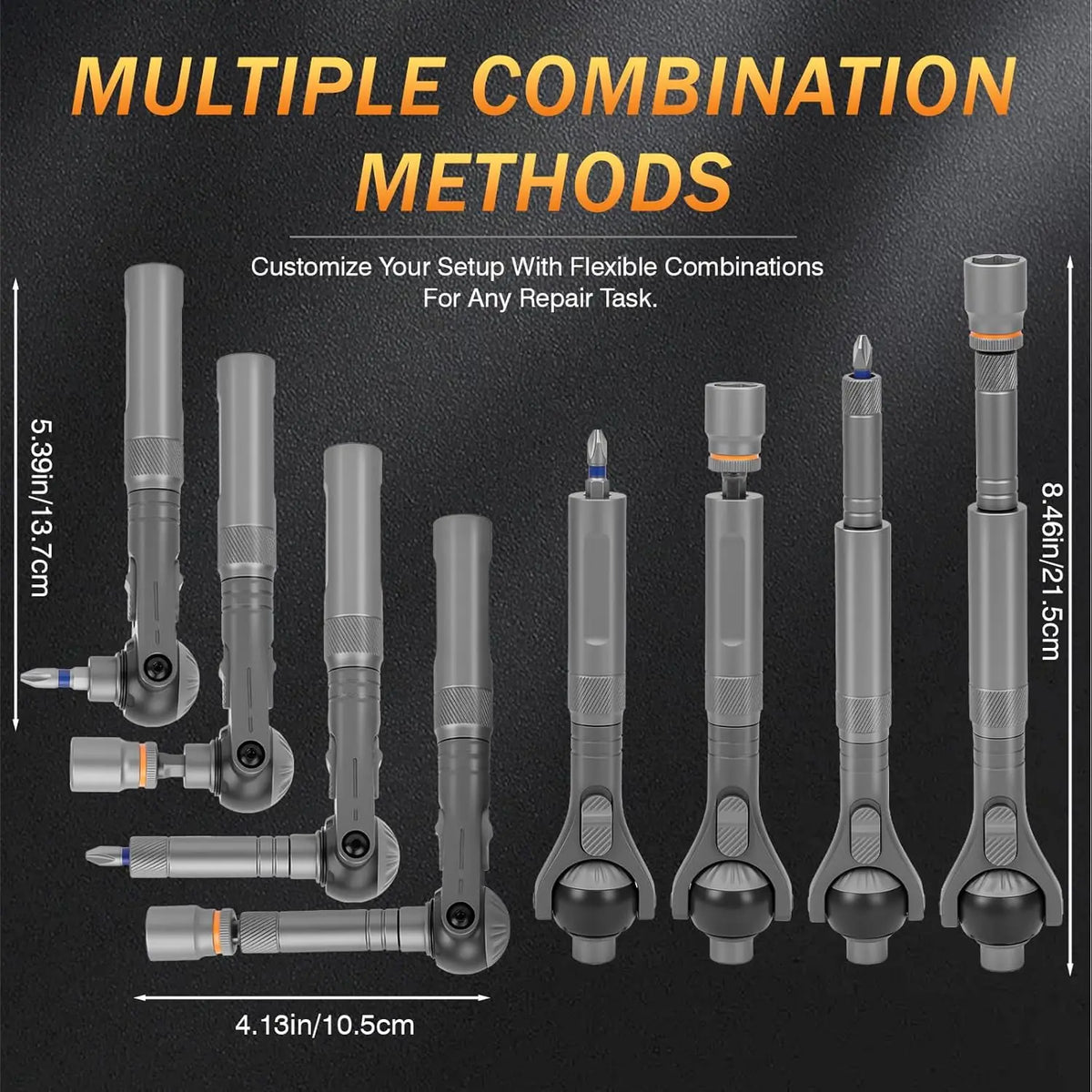 Galacok 40 in 1 Magnetic Ratchet Screwdriver Set, Multi-functional Wrench Set with 180° Adjustable Handle S2 Bits and Socket Set