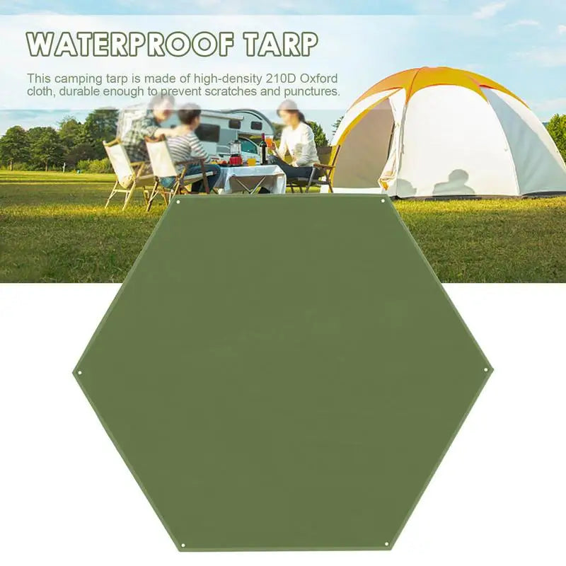 Hexagon Camping Mat Large Waterproof Ground Sheet Footprint Picnic Mat Hexagonal Tent Tarp Awning Shade Beach Travel Mat