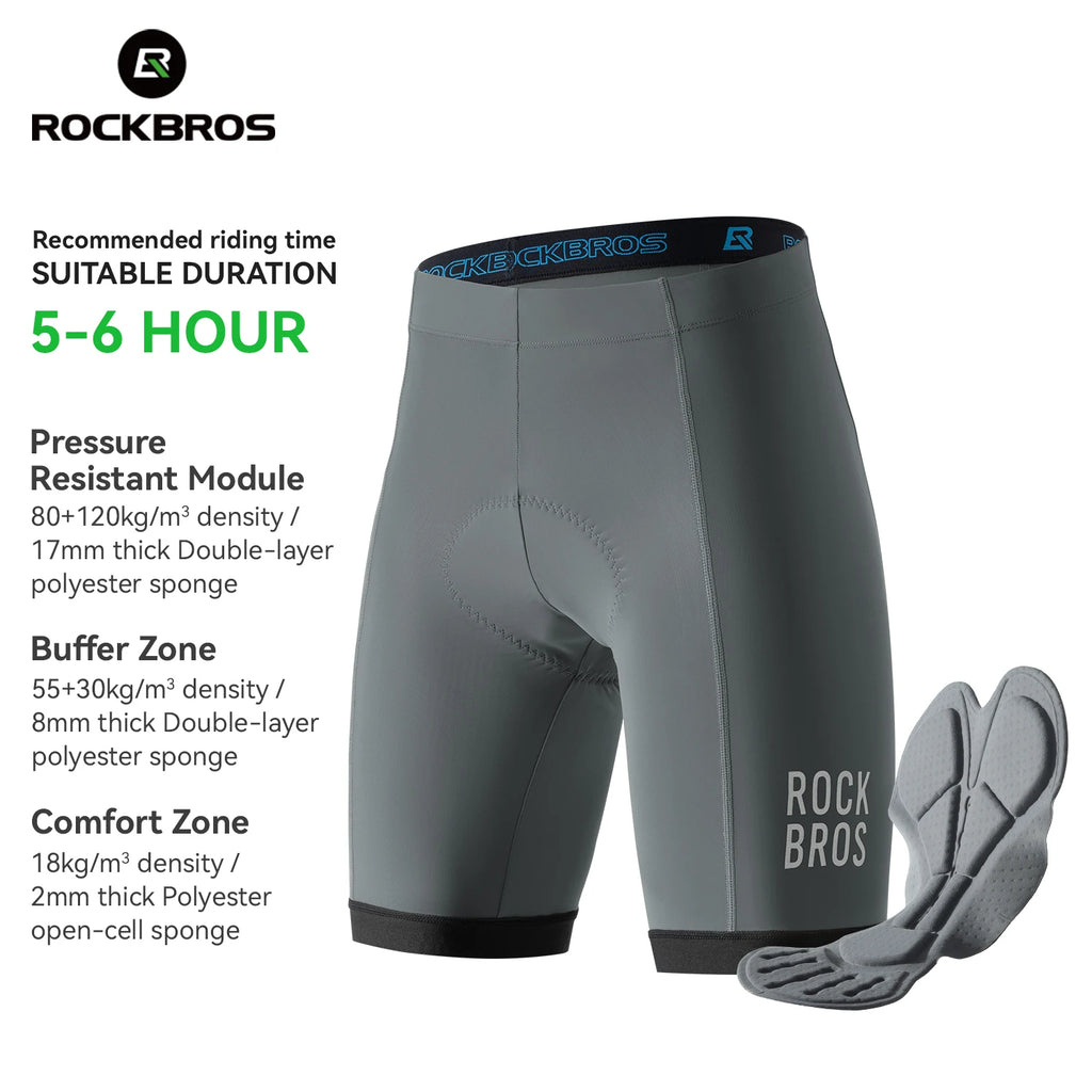 ROCKBROS Summer Cycling Shorts Lightweight Elastic Qucik Dry Breathable With Soft Sponge Pad Shock Absorption Men Cycling Shorts