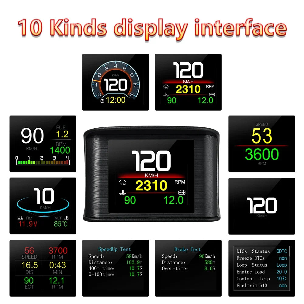 HUD OBD2 Head up Display For Car Smart Gauge Digital Speed RPM Water Temp Fuel Consumption Smart Car System Car Accessoires