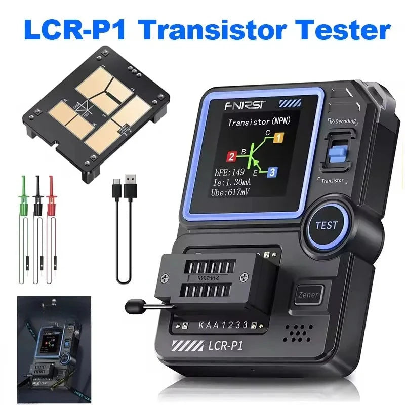FNIRSI LCR-P1 Transistor Tester Diode Triode Transistor Capacitance Meter Resistance LCR ESR Meter Multifunctional Tester Tool