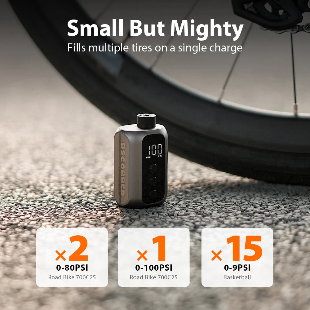 BSCOBBER cycle pump for bicycle A5mini Rechargeable Wireless bike pump electric High Pressure Bicycle Accessories Tire Inflator