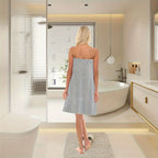 1pc Bath Wrap Towel, Absorbent Microfiber Spa Shower Robe With Elastic Top, Solid Color
