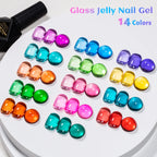Jelly Gel Nail Polish Set 8pcs x 10ml Semi-Transparent Red Purple UV/LED Soak Off