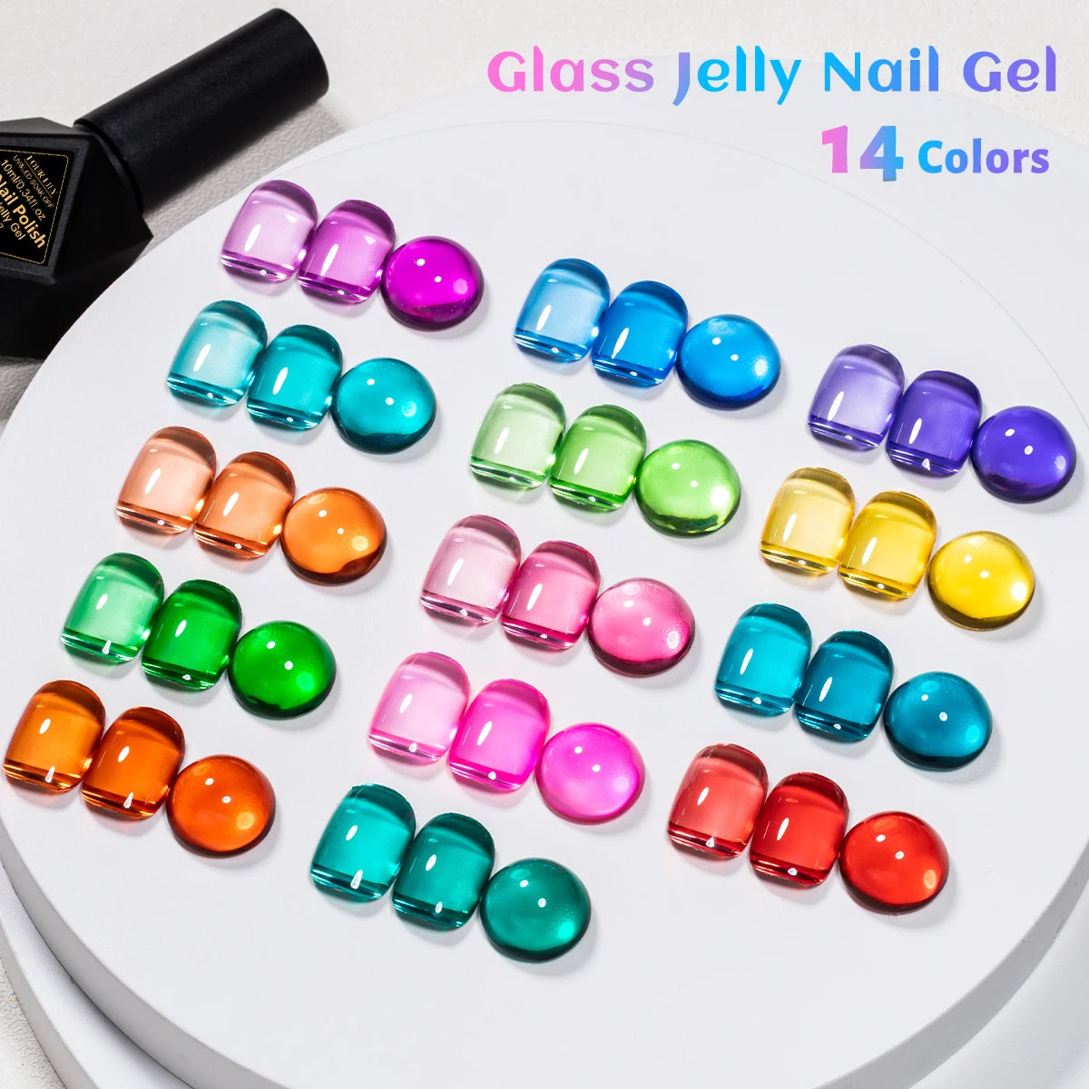 Jelly Gel Nail Polish Set 8pcs x 10ml Semi-Transparent Red Purple UV/LED Soak Off