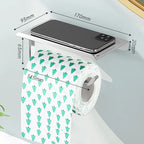 Aluminum Alloy Wall-Mounted Toilet Paper Holder with Shelf Phone Stand, Black/White/Grey, 2pcs