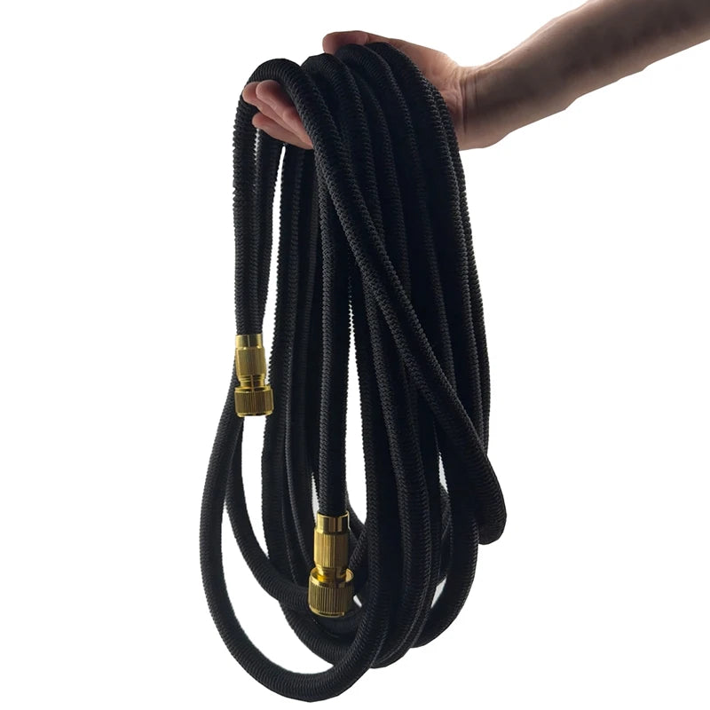 Expandable Garden Hose with Spray Gun, Black, 1/2 in, 25-100ft Options