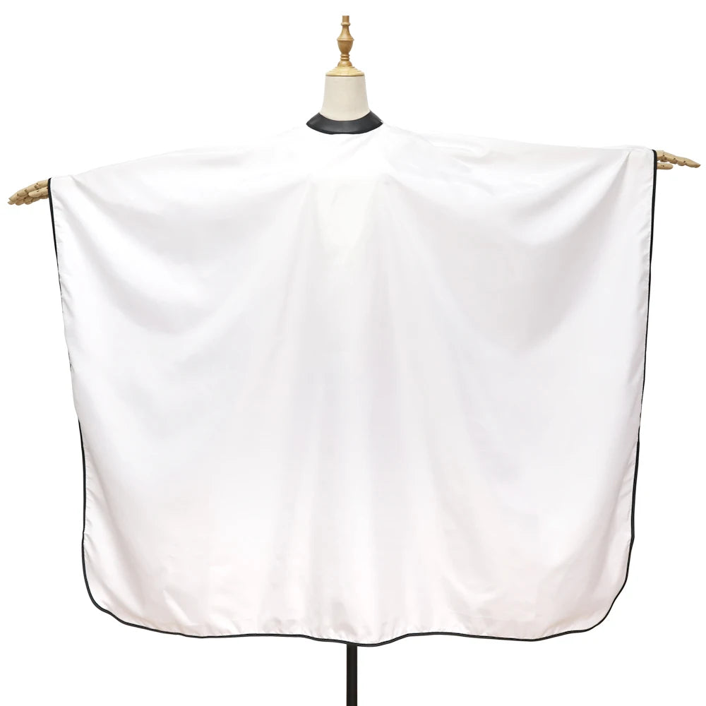 Barber Hair Cutting Cape with Silicone Neck Collar, Black or White Salon Hairdressing Gown