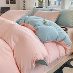 Luxurious Washed Cotton Duvet Set - Soft Comforter & Pillowcase 220x240