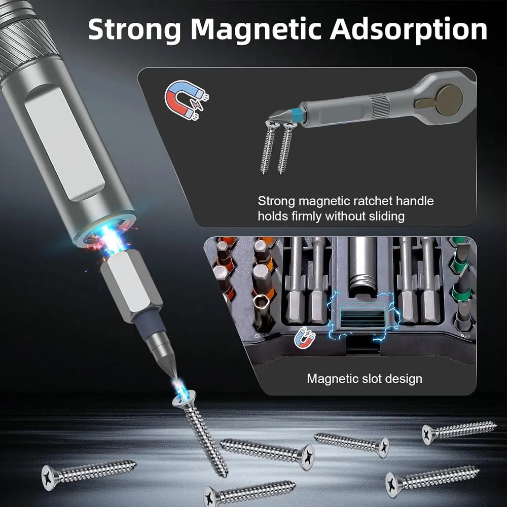 50-in-1 Magnetic Ratchet Screwdriver Set, DIY Ratchet Handle Detachable Multi-functional Tool Set, Portable Repair Tool Set.
