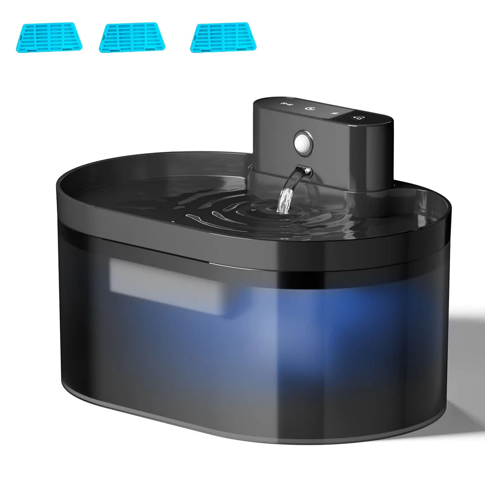2.2L Automatic Pet Water Fountain for Cats & Dogs, Silent Induction Sensor, Rectangle