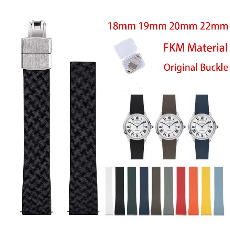 New Design CTS Fluororubber Watch Strap 18mm 19mm 20mm 22mm Quick Release Original Buckle Watch Bands FKM Strap For Cut To Size
