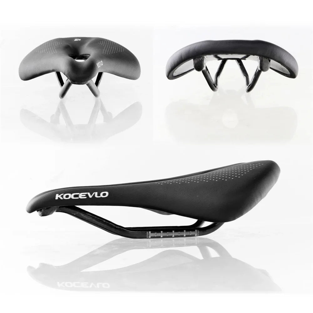 Kocevlo-Carbon Fiber Road Bicycle Seat Cushion, Mountain Bike Seat Bag, Ultra-light, Comfortable, Waterproof, Leather Surface