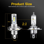 H4/9003 LED headlight bulbs 2pcs white 6000K fanless high/low beam for Toyota Yaris 2006-2014