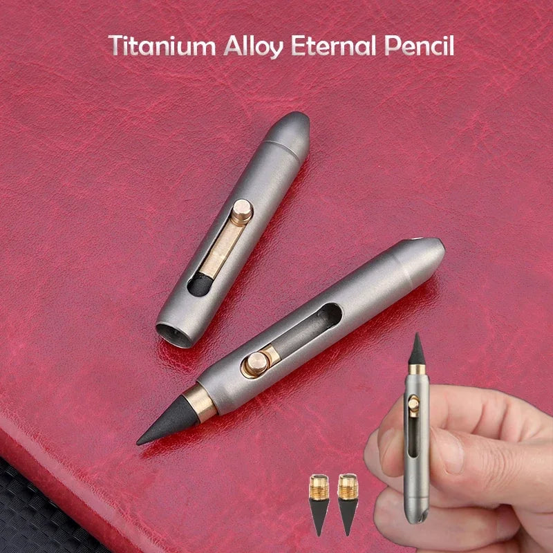 Titanium Alloy MINI Eternal Pencil Needn‘t  Shave Erasable Pencil Portable Key Pendant Pocket Pen Emergency Writing 2 Pen Tips