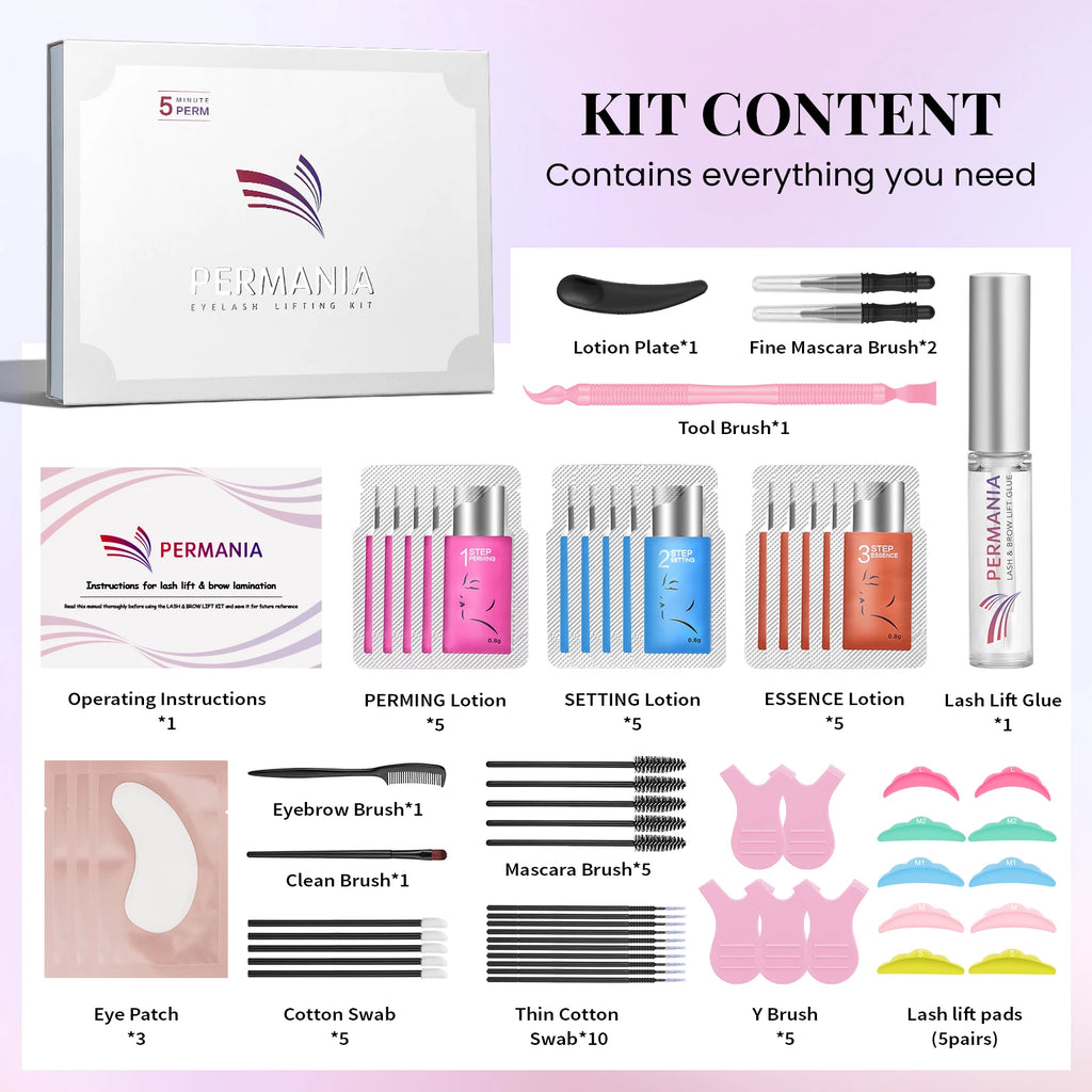 PERMANIA Long Lasting 5-8 Minutes Quick Lash Lifting Eyelash Perm Lash Lift Kit Curling Lashes Eyelash Enhancer Eye Makeup Tool