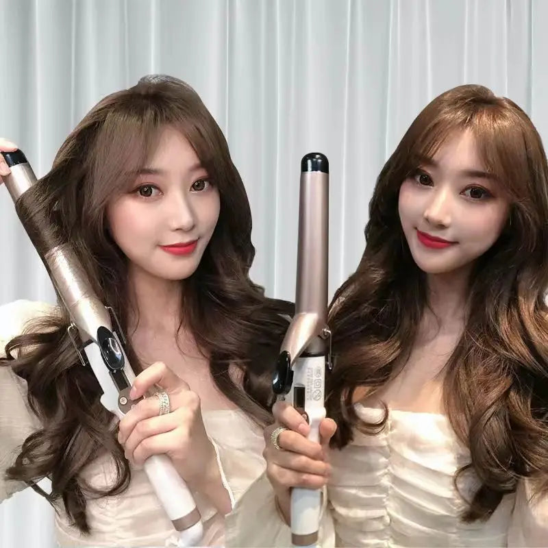Temperature Setting Electric Hair Curler Straightener Long Curling Tong Wand 9-38mm Professional Hair Curling Iron LCD Screen