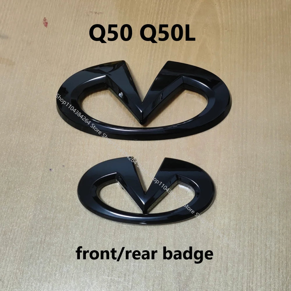 for Infiniti Q50 Q50L ABS glossy Black badge cover Logo Badge Sticker Front Emblem badge rear trunk Covered type Accessories