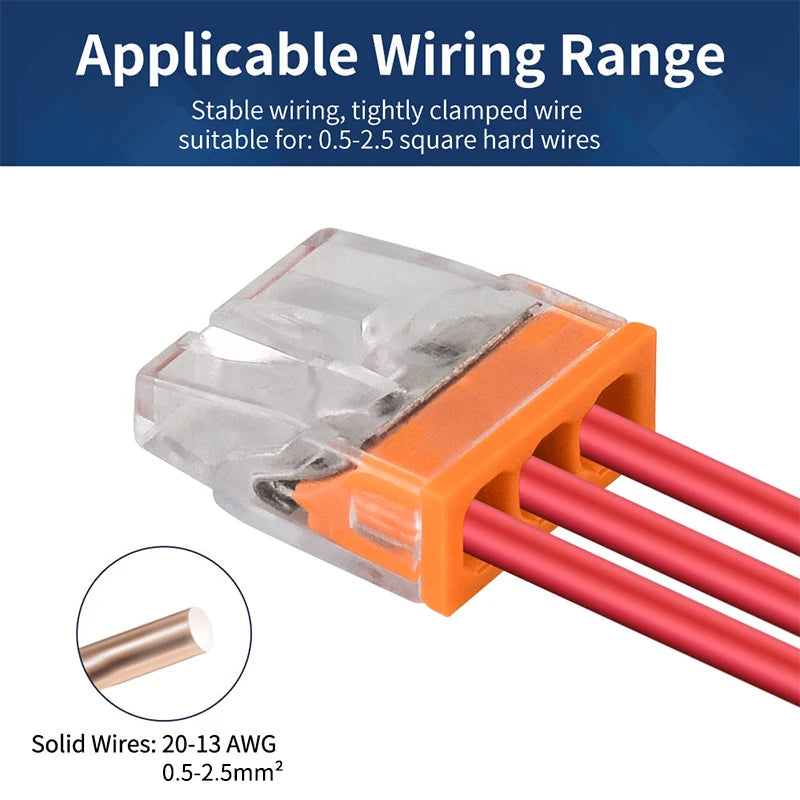 50Pcs Mini Quick Wire Connectors 2/3/4/5/6/8 Ports Terminal Block Hard Stainless Easy Electric Quick Push-In Light House Wiring