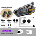 3D Surround Heavy Bass Motorcycle Helmet Headset Stereo Bluetooth Hands Free Call IPX7 Waterproof With Tri-Color Ambient Light