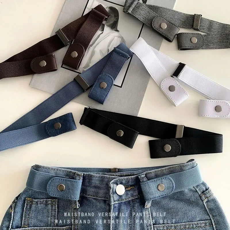 New 4/3/2/1PC Stretch Elastic Waist Band Invisible Belt Buckle-Free Belts for Women Men Jean Pants Dress No Buckle Easy To Wear
