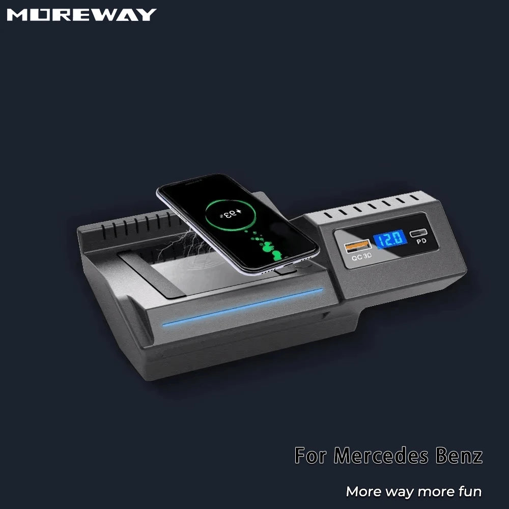 Moreway wireless charger For Mercedes Benz W205 C43 C63 GLC43 GLC63 X253 Phone Holder Fast Charging Car interior accessories