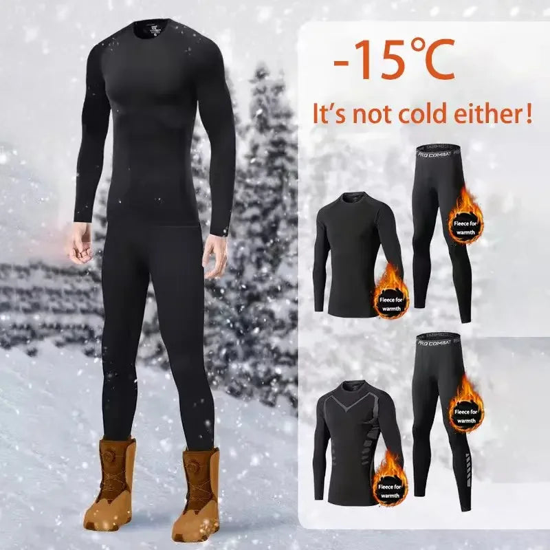 Men's thermal underwear set 2pc tight long johns base layer, breathable elastic, S-3XL
