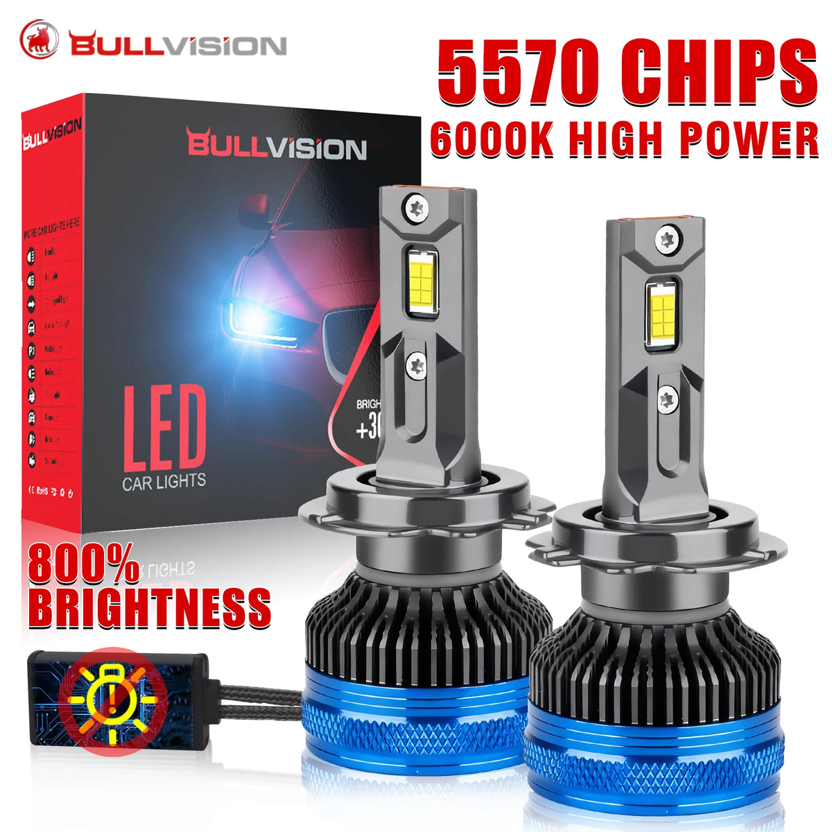 K5C H7 LED 30000LM Canbus Headlights H1 H4 H11 9012 HIR2 H8 9005 9006 HB3 HB4 Car Lamp Fog Lamp High Power 6000K 5570 CSP Chip