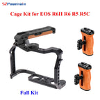 Powerwin Camera Cage For Canon EOS R6 Mark II R6II R6 R5 R5C wooden Handgrid Handle Kit Aluminum Alloy Arri Locating Screw