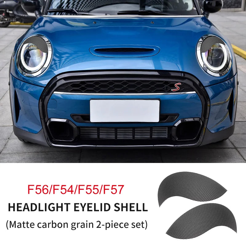 ABS Glossy And Matt Black Color Angry Eyelid For MINI Cooper F65 F66 F54 F55 F56 F57 R55 R56 R57 R58 R59 Car headlight sticker