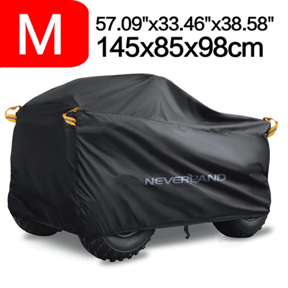 Quad Bike ATV Cover Universal 190T Waterproof Motorcycle Vehicle Scooter Kart Motorbike Resistant Dust UV Protector Black Silver