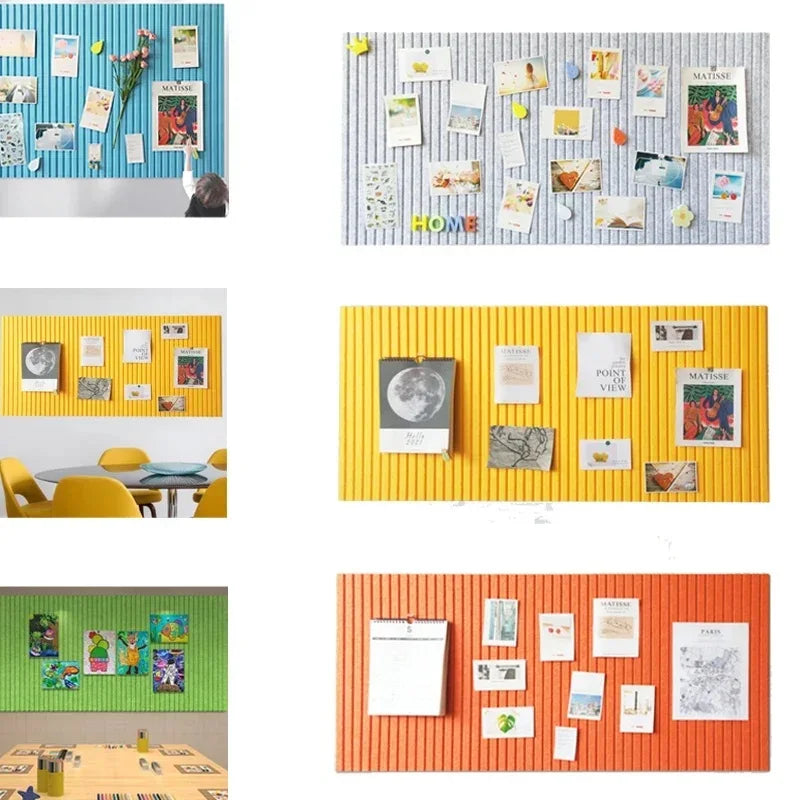Felt Wall Sticker Display Board for Classroom Photo Wall, 2pcs Set, Grey Yellow Camel