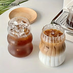 2/4/6PCS INS Glass Cup Heat-resistant Tumbler Drinkware Transparent Tea Juice Milk Coffee Mug Home Water Glasses Stripe Beer Mug
