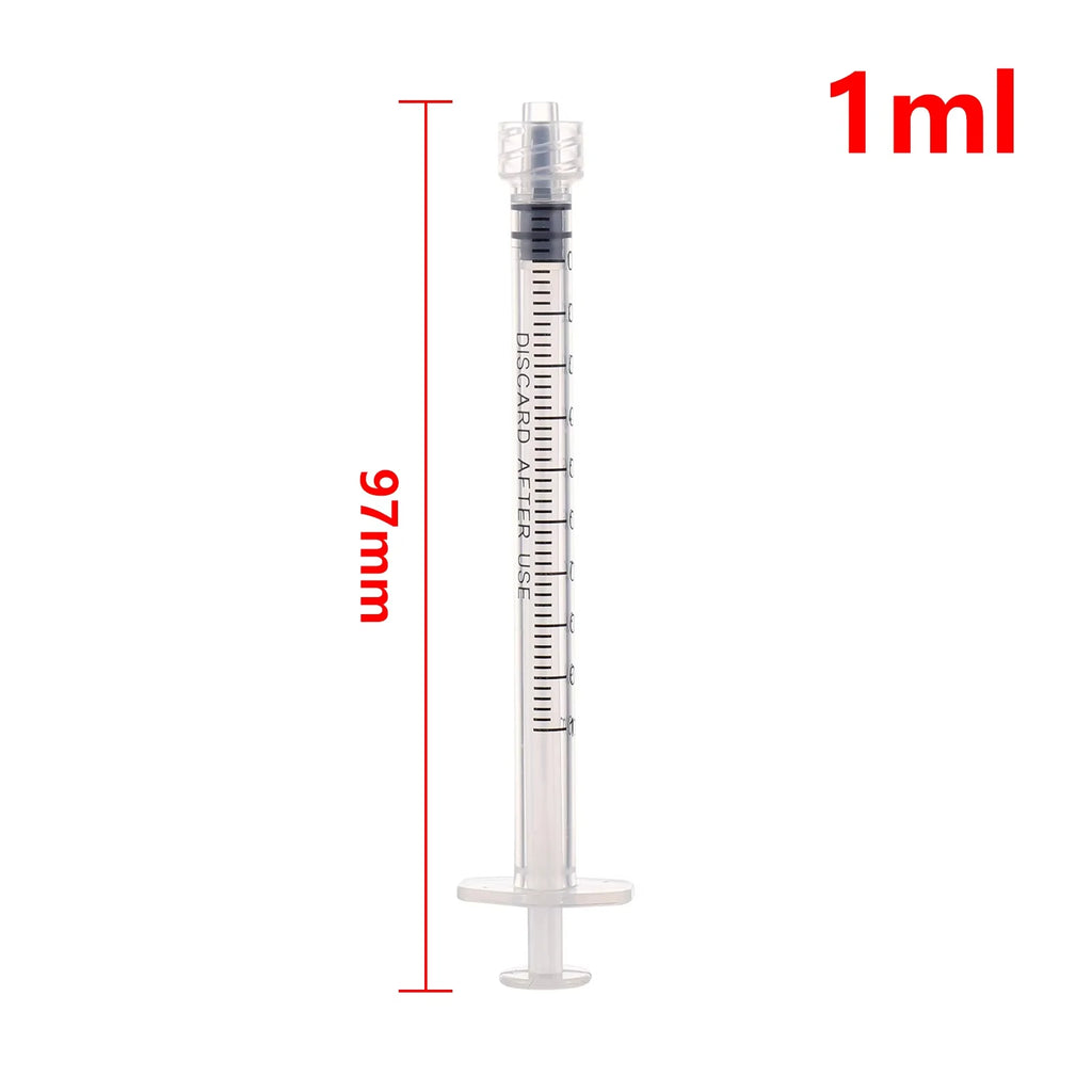 100PCS 1ml/cc Sterilized Disposable Luer Lock Syringes Individually Wrapped Plastic Lab Use Syringes