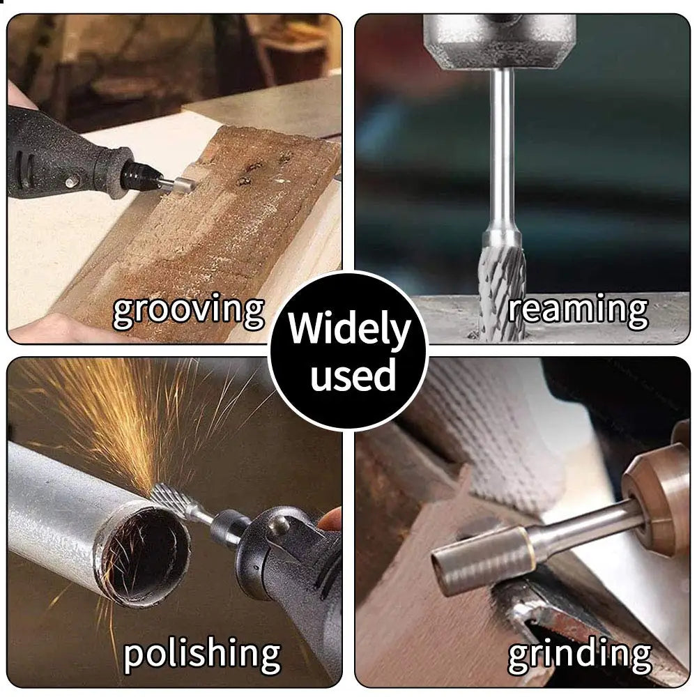 Carbide Burr Set Dremel Rotary Tool 10Pcs Die Grinder Bits Rotary File 1/8" Shank for Cutting Burrs Metal Grinding Engraving