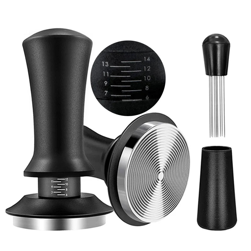 Coffee Tamper Spring Espresso Tamper 51mm 53mm 58mm Coffee Tampers and Coffee Stirrer Stainless Steel Tampers Coffee Accessories
