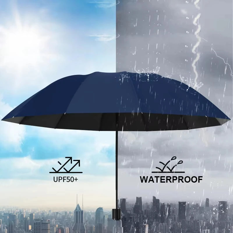 130cm Extra large triple fold rain and rain umbrella Effective rain protection Effective wind resistance UV resistance